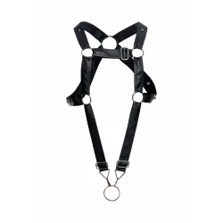 MOB Eroticwear Harnais Cross Cockring Dngeon Noir